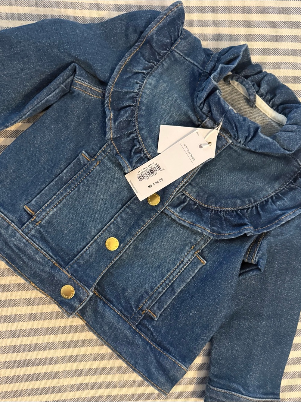 Jack by BB Dakota Girls' Blue Denim Ruffle-Trim Jean Jacket